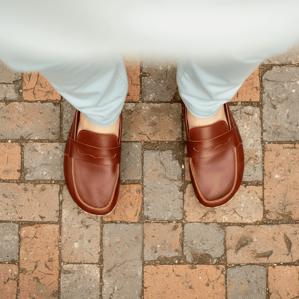 Classic Brown Barefoot Penny Loafers Men