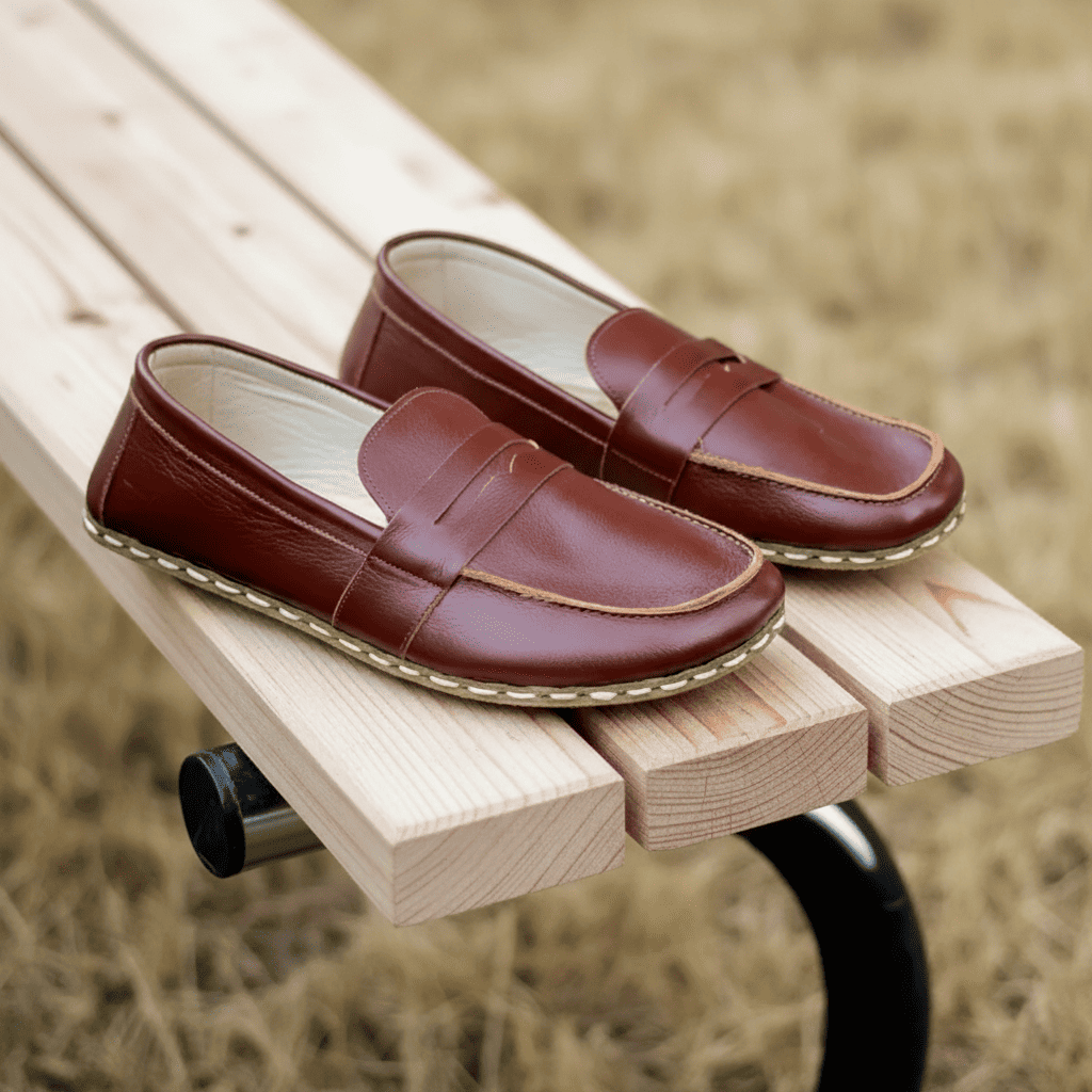 Classic Brown Barefoot Penny Loafers Men