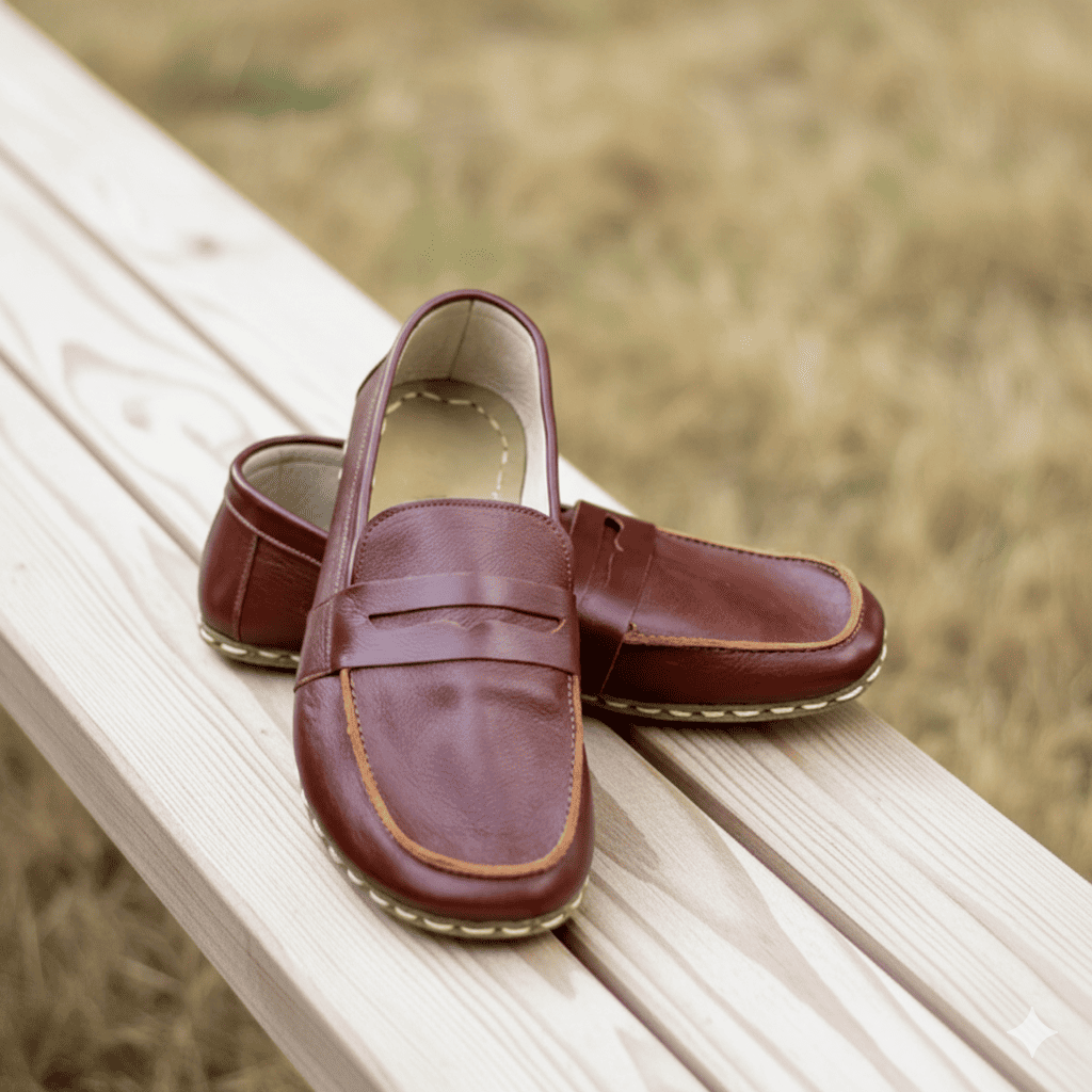 Classic Brown Barefoot Penny Loafers Men