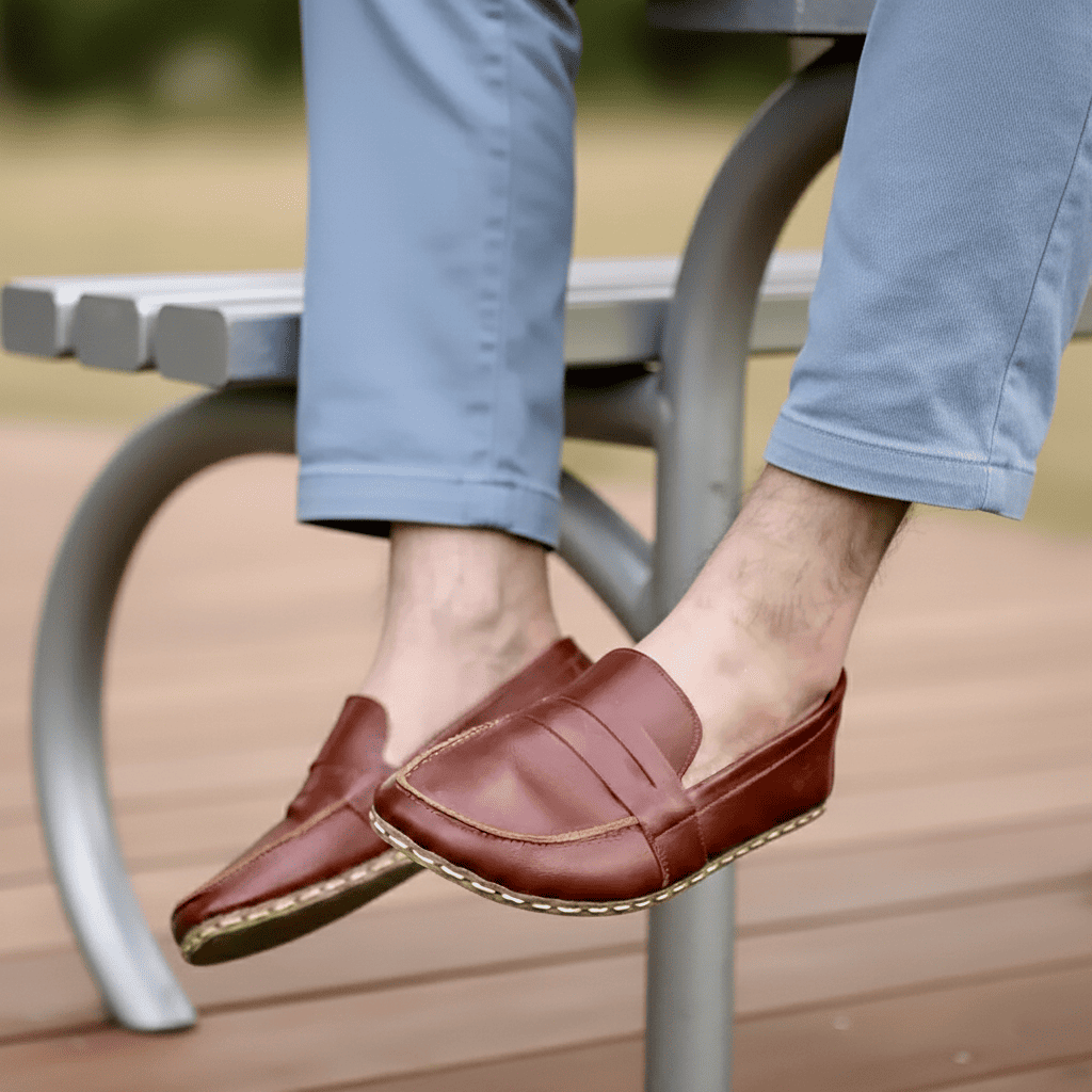 Classic Brown Barefoot Penny Loafers Men