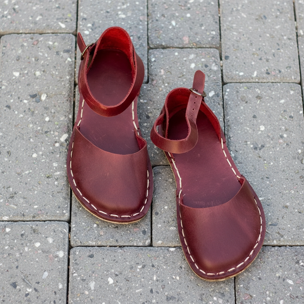Opened Toe Barefoot Burgundy Sandals Women