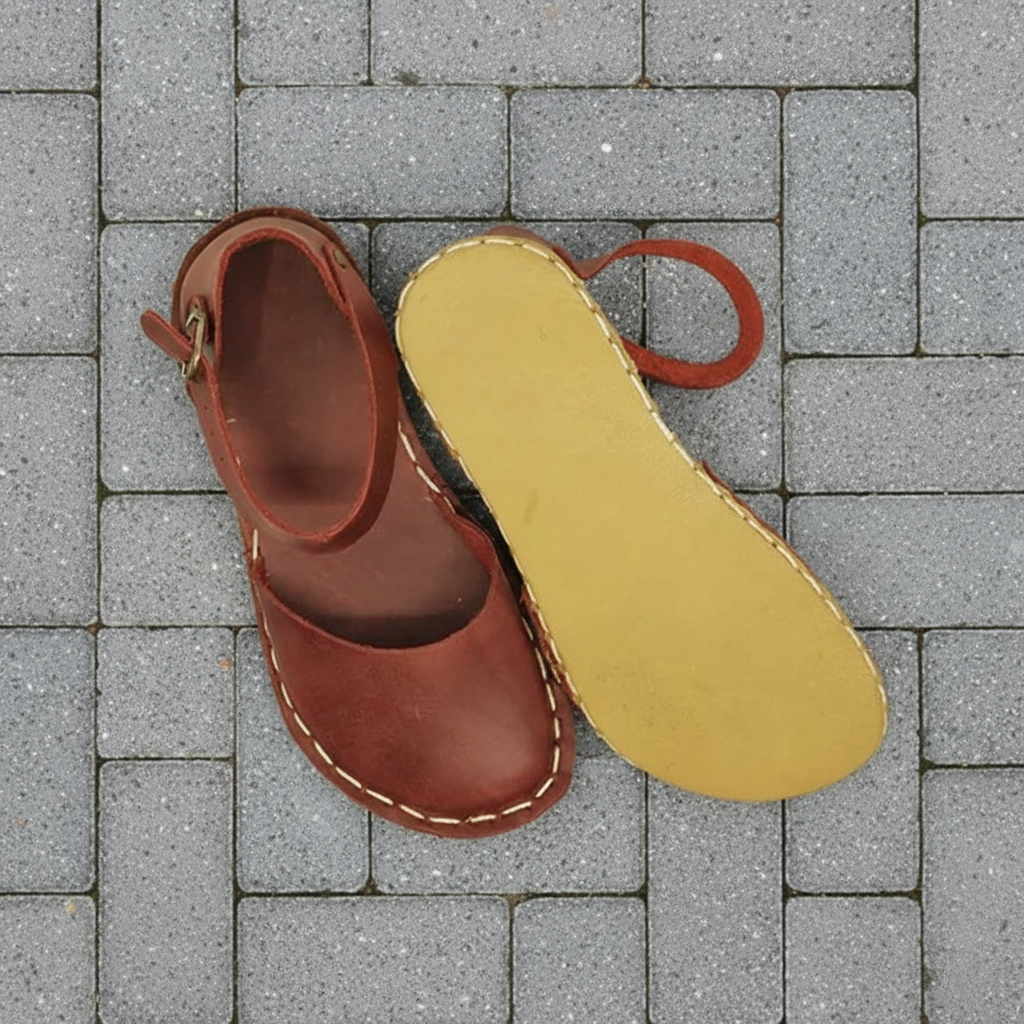 Closed Toe Burgundy Barefoot Sandals Women