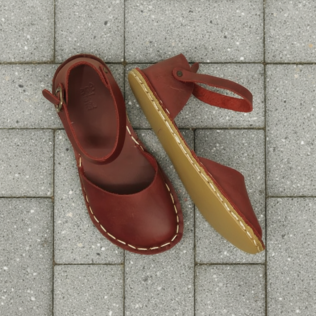 Closed Toe Burgundy Barefoot Sandals Women