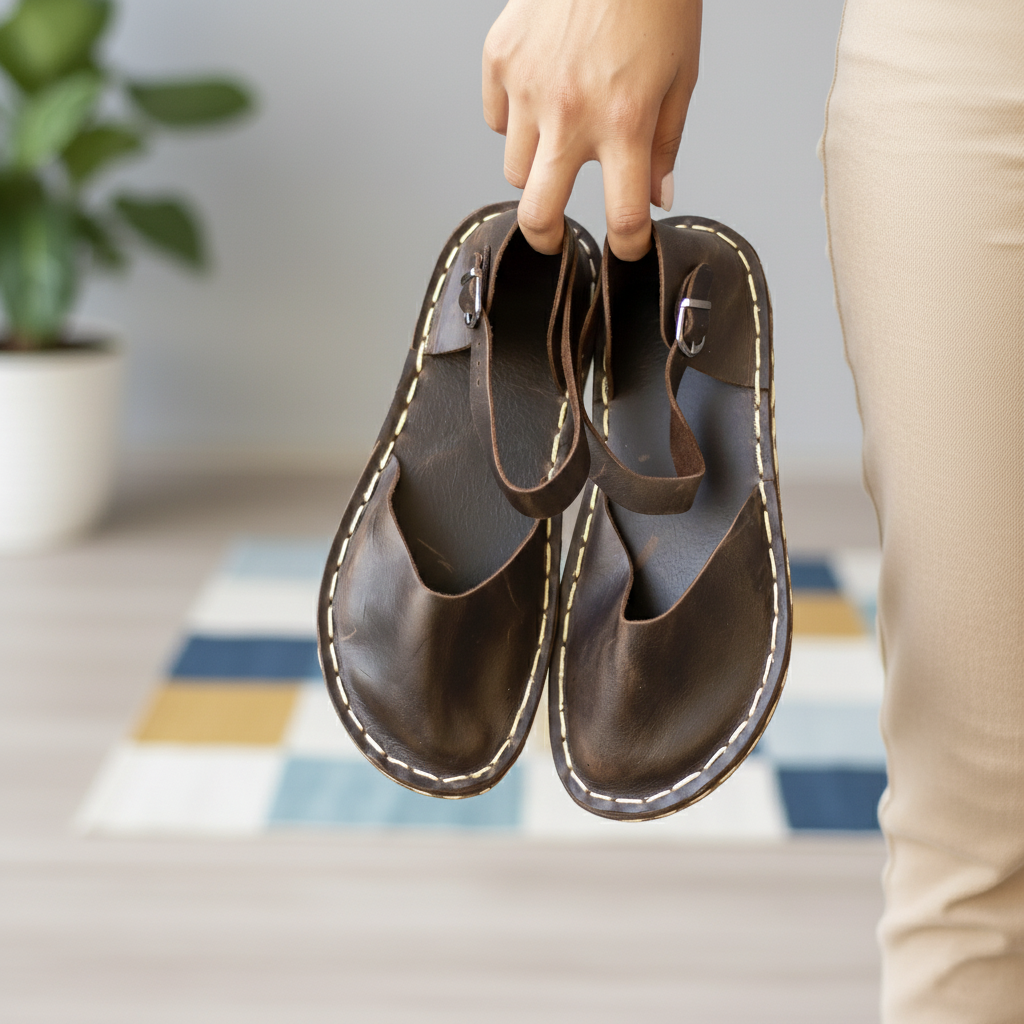 Closed Toe Dark Brown Barefoot Sandals Women