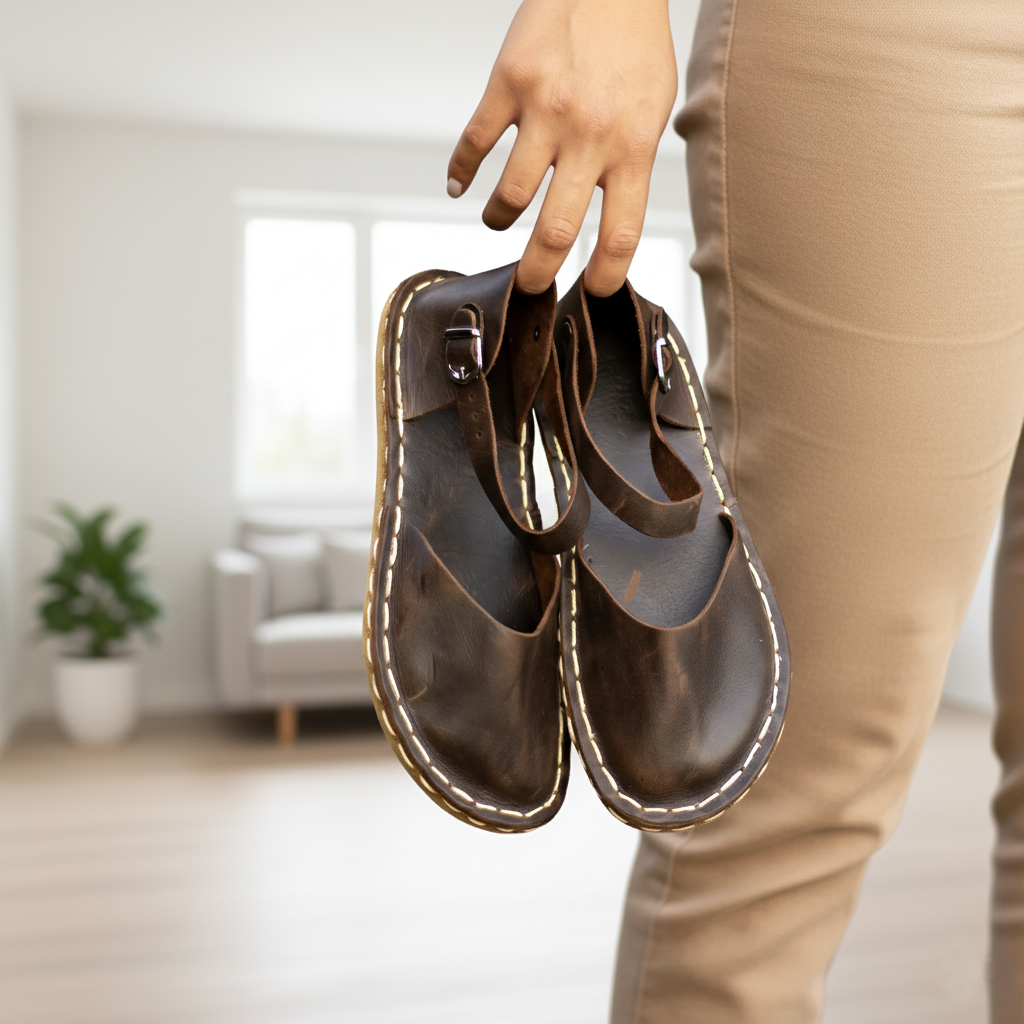 Closed Toe Dark Brown Barefoot Sandals Women