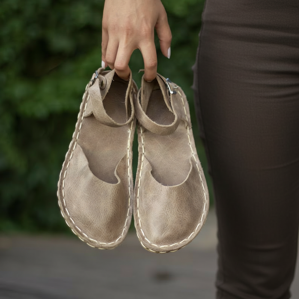 Closed Toe Light Brown Barefoot Sandals Women