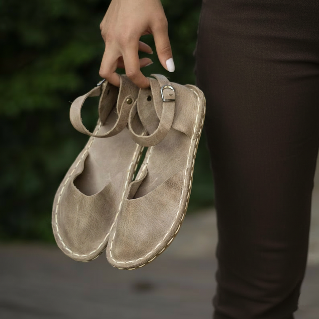 Closed Toe Light Brown Barefoot Sandals Women