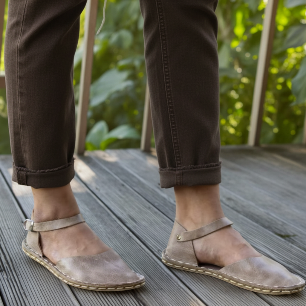 Closed Toe Light Brown Barefoot Sandals Women