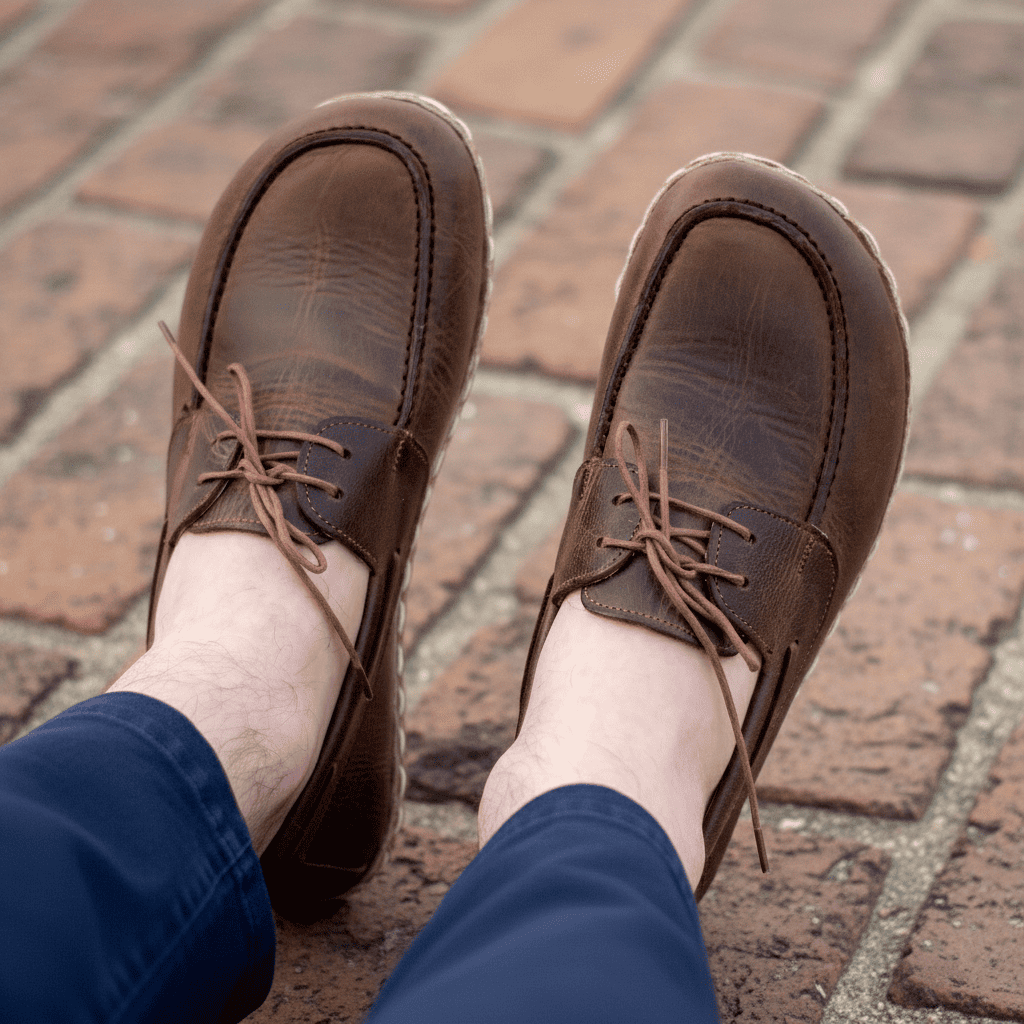 Coffee Brown Barefoot Boat Shoes Men