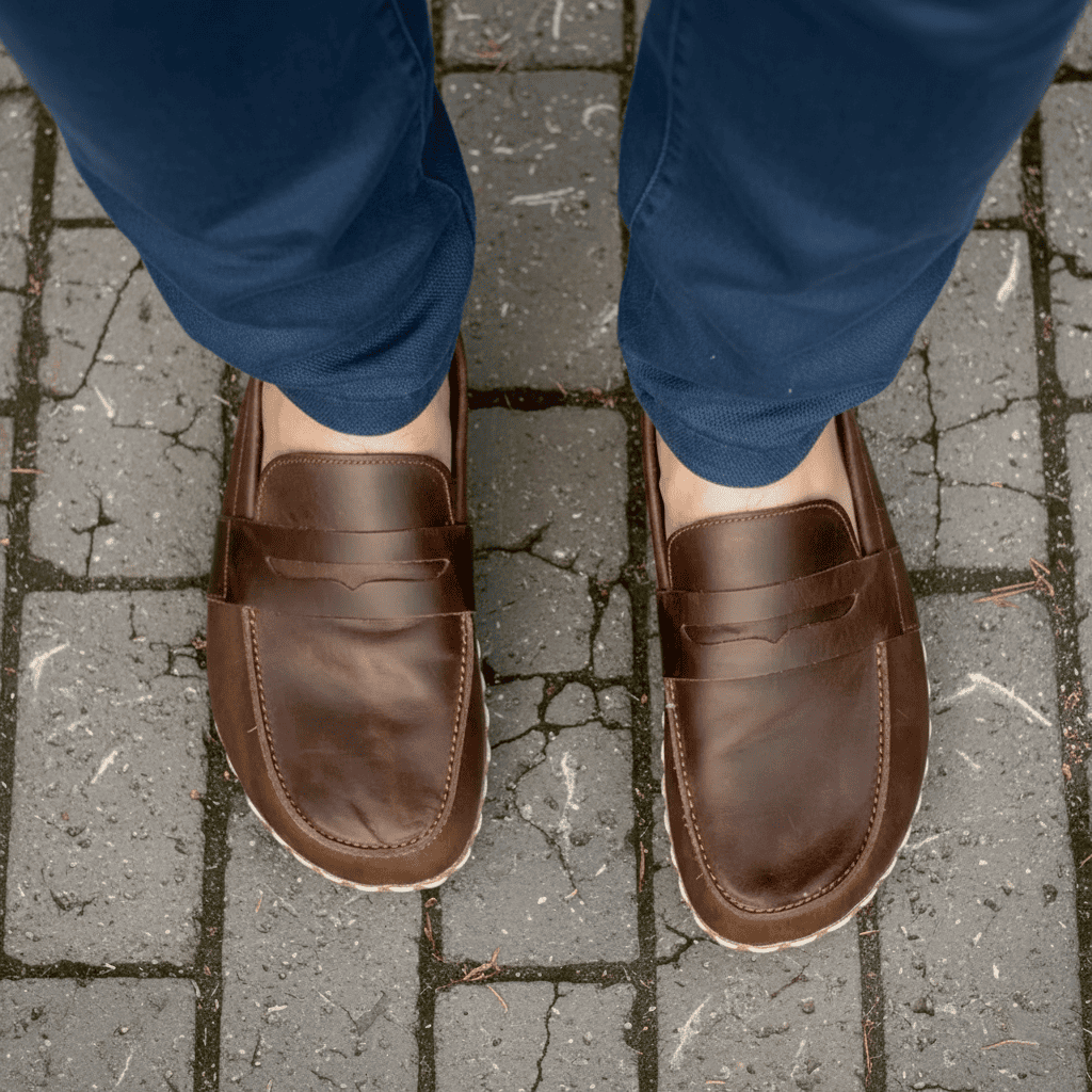 Coffee Brown Barefoot Penny Loafers Men
