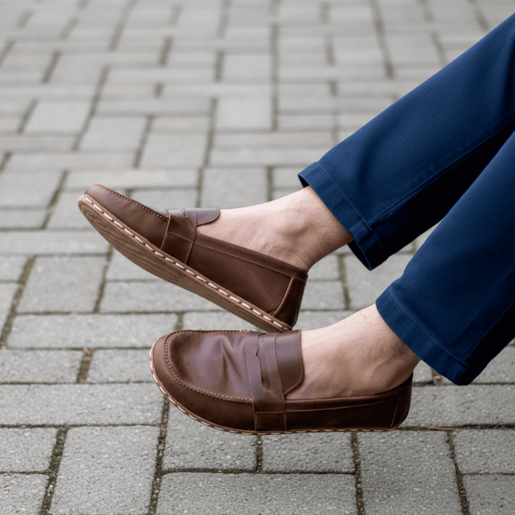 Coffee Brown Barefoot Penny Loafers Men