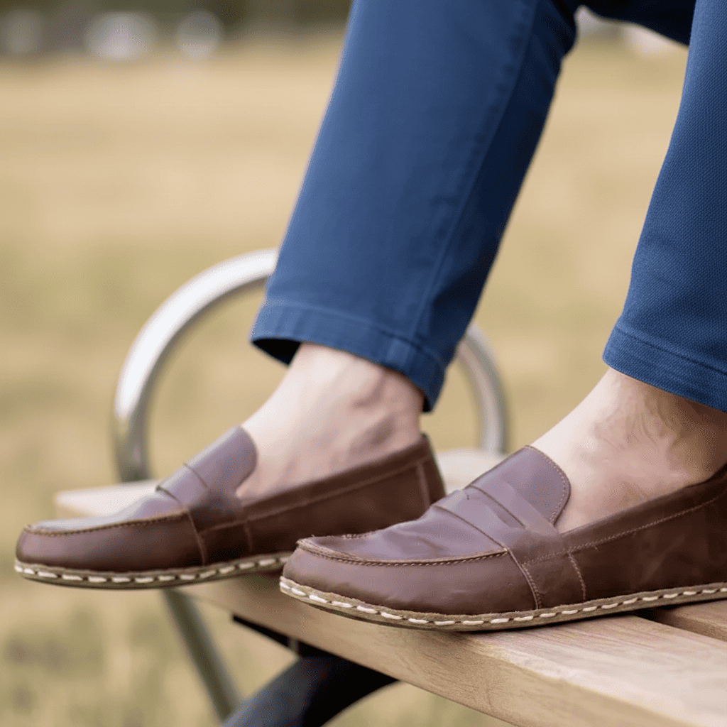 Coffee Brown Barefoot Penny Loafers Men