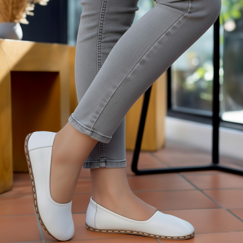 Handmade Women Barefoot White Ballet Flats