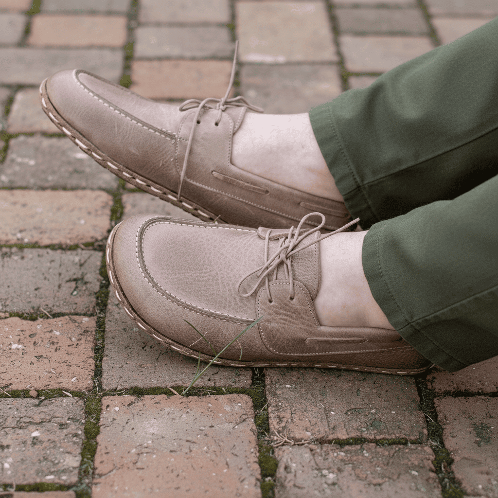 Light Brown Barefoot Boat Shoes Men