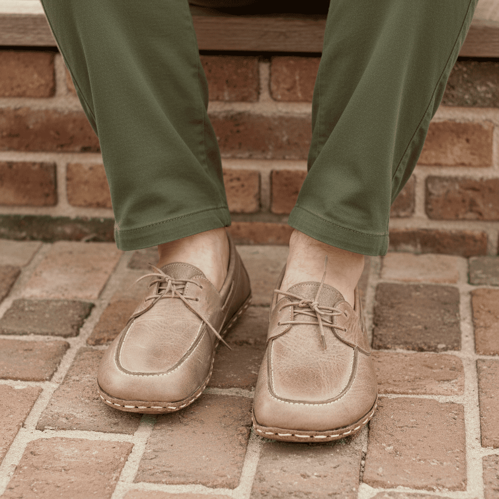 Light Brown Barefoot Boat Shoes Men