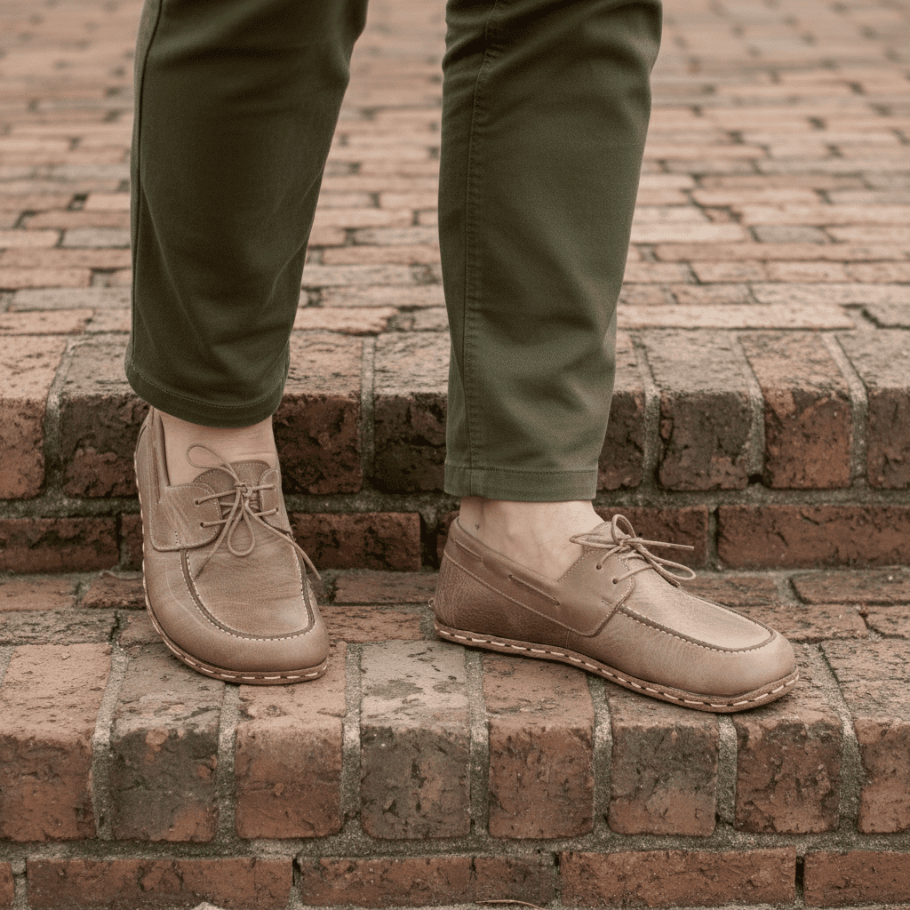 Light Brown Barefoot Boat Shoes Men