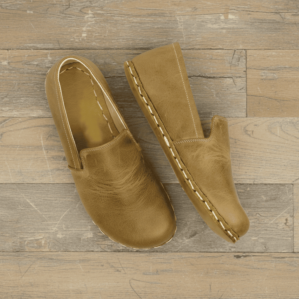 Light Brown Barefoot Loafers Men