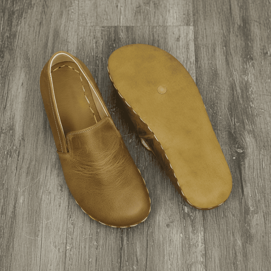 Light Brown Barefoot Loafers Men