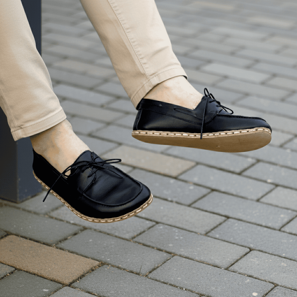 Black Barefoot Boat Shoes Men