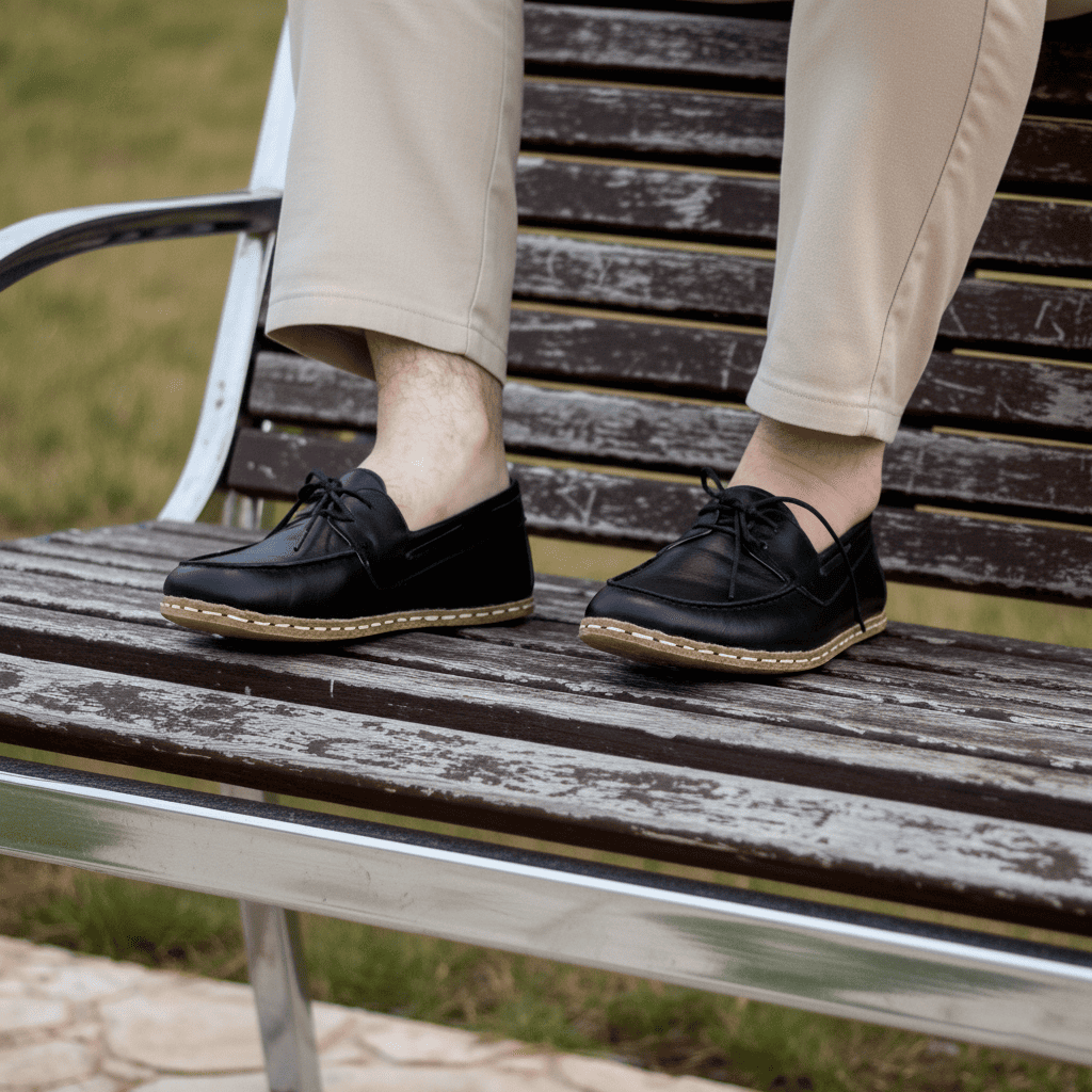 Black Barefoot Boat Shoes Men