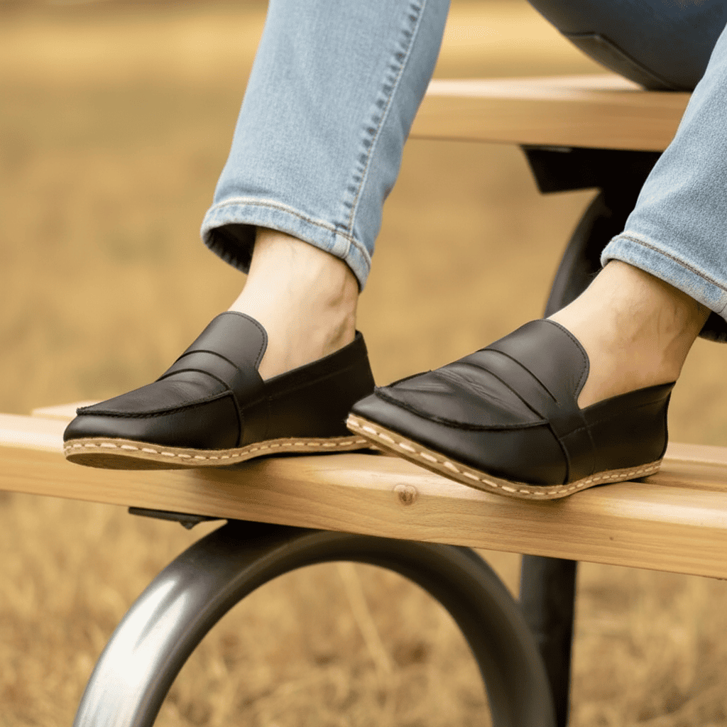 Black Barefoot Penny Loafers Men