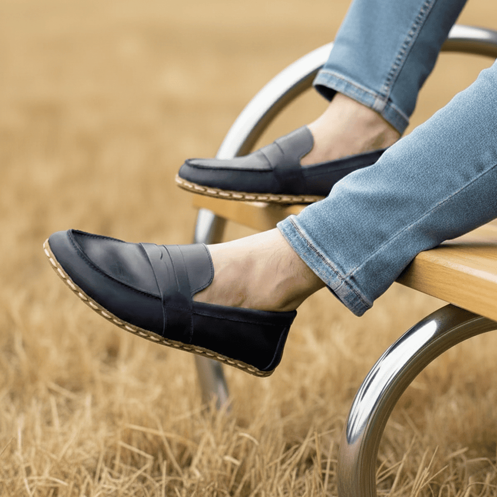 Black Barefoot Penny Loafers Men
