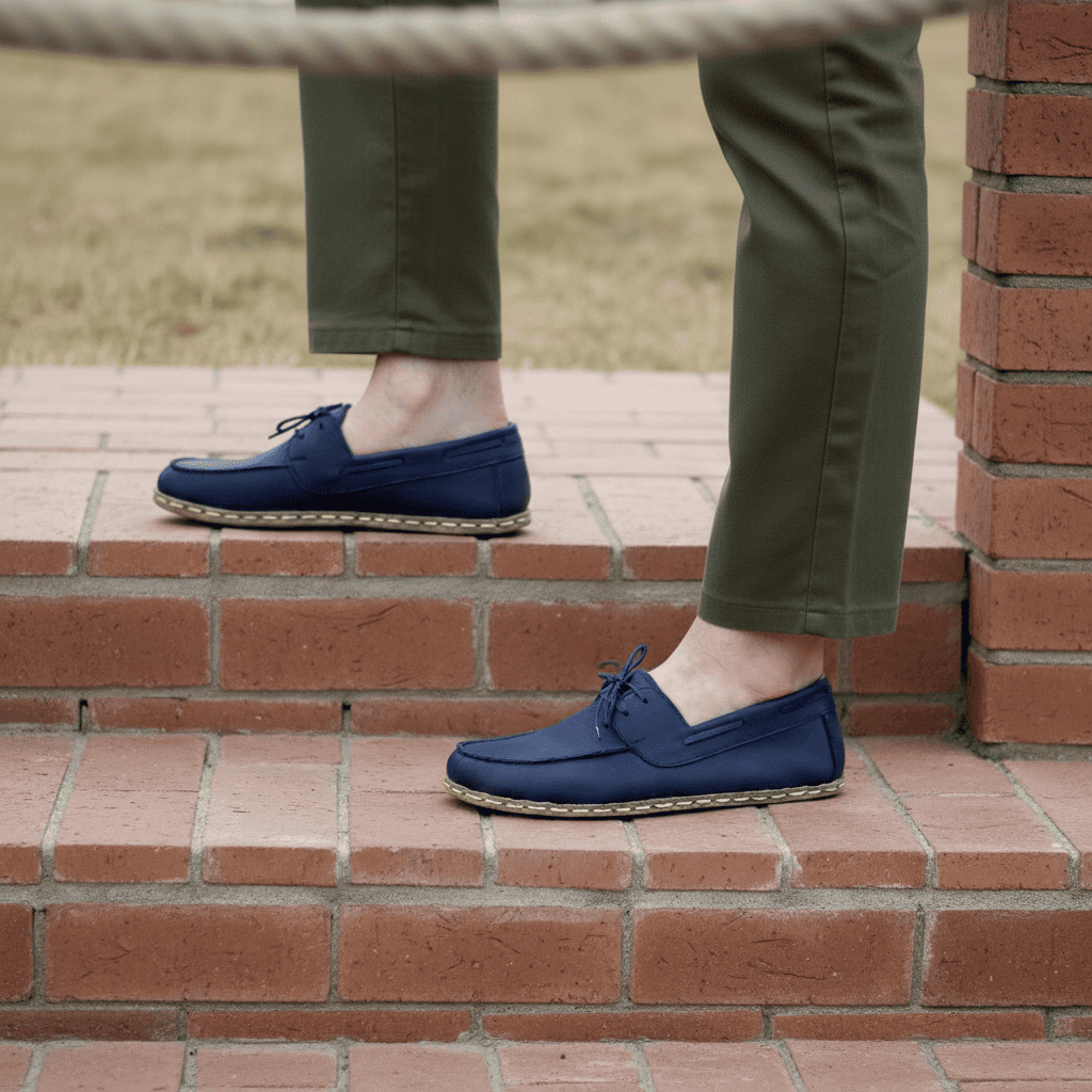 Navy Blue Barefoot Boat Shoes Men