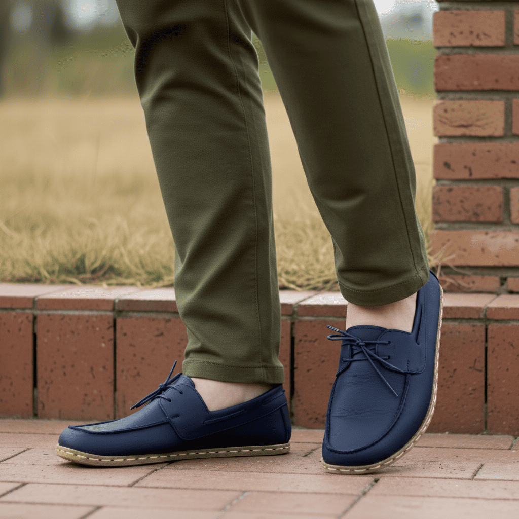 Navy Blue Barefoot Boat Shoes Men