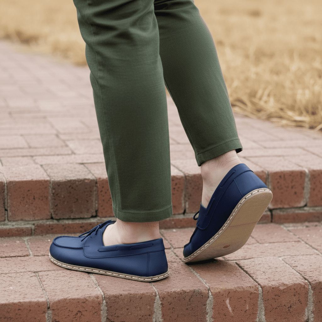 Navy Blue Barefoot Boat Shoes Men