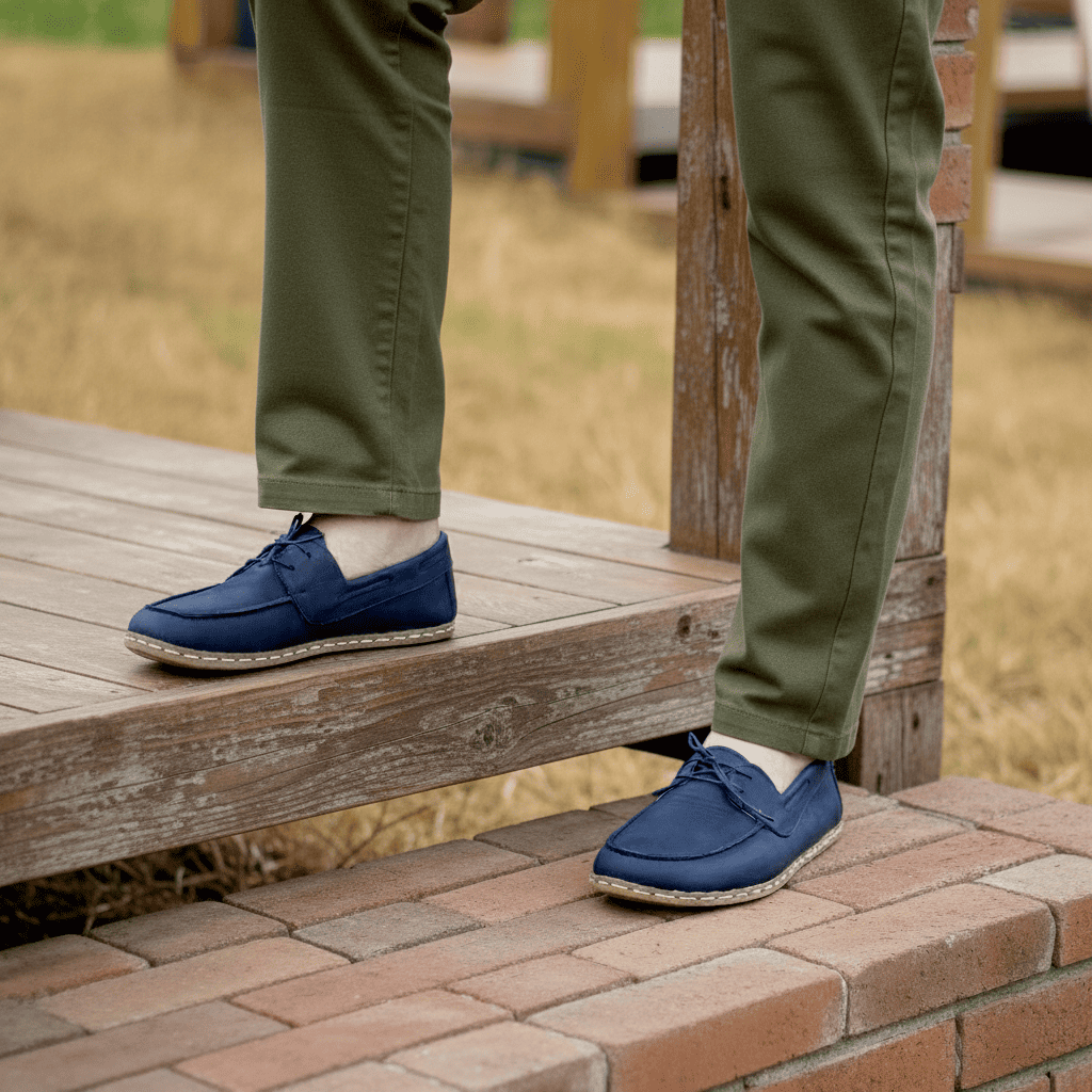 Navy Blue Barefoot Boat Shoes Men