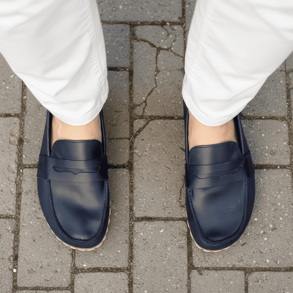 Navy Blue Barefoot Penny Loafers Men