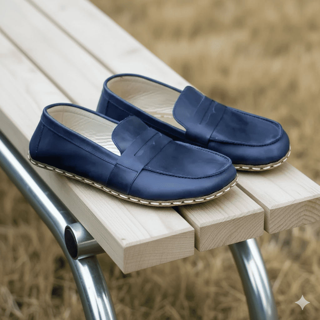Navy Blue Barefoot Penny Loafers Men