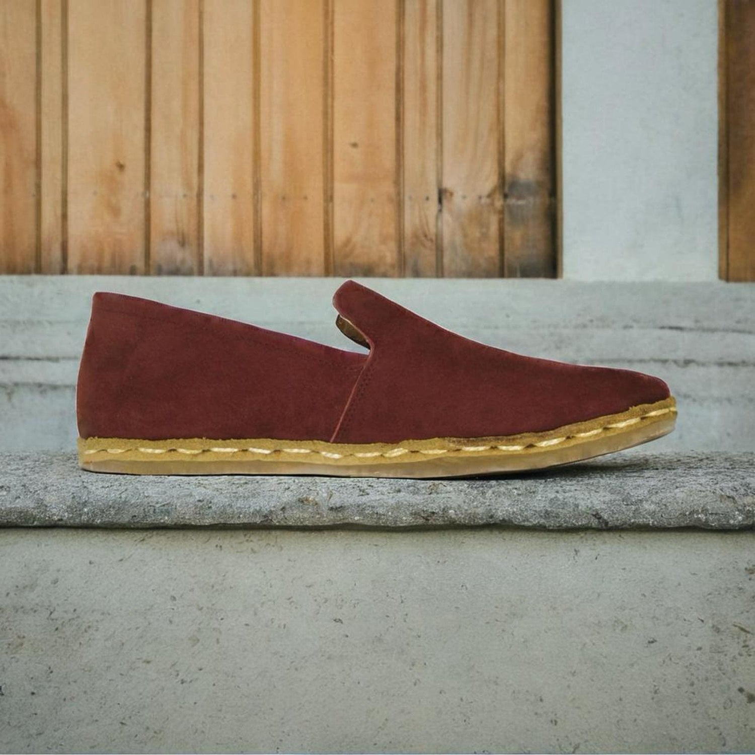 Nubuck Burgundy Barefoot Loafers Men