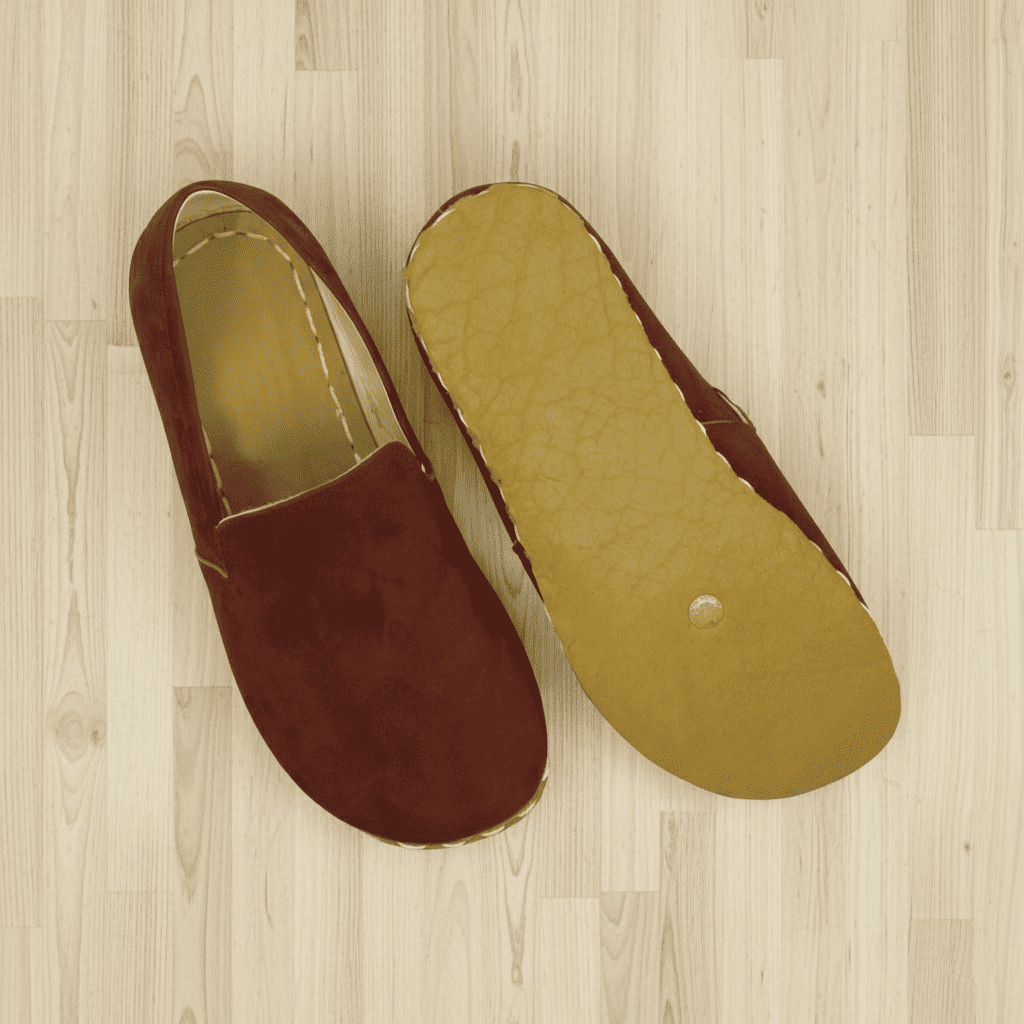 Nubuck Burgundy Barefoot Loafers Men