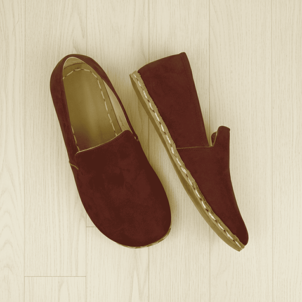 Nubuck Burgundy Barefoot Loafers Men