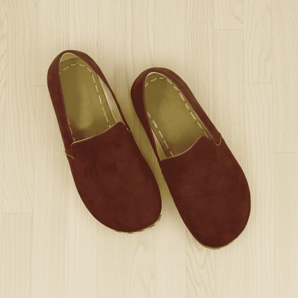Nubuck Burgundy Barefoot Loafers Men