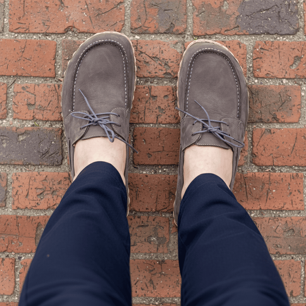 Nubuck Gray Barefoot Boat Shoes Men
