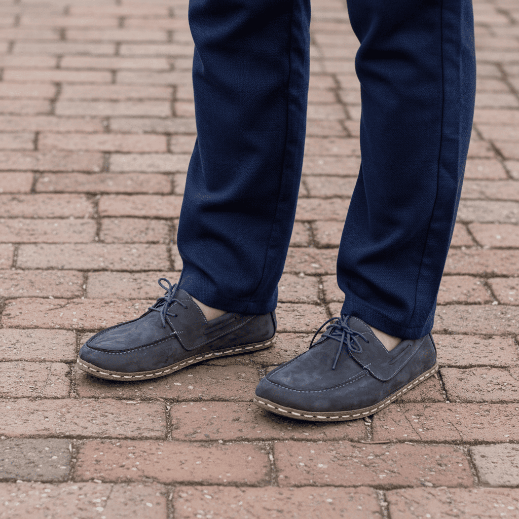 Nubuck Gray Barefoot Boat Shoes Men