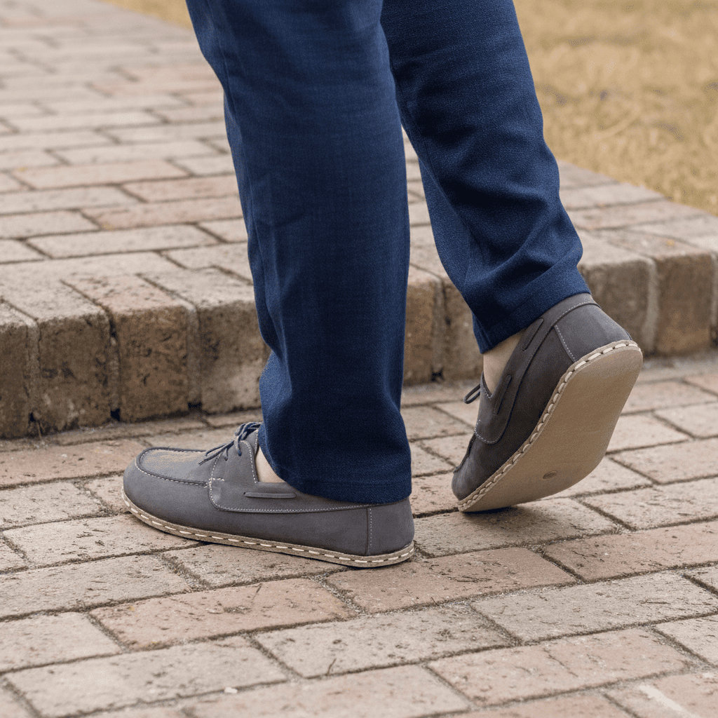 Nubuck Gray Barefoot Boat Shoes Men