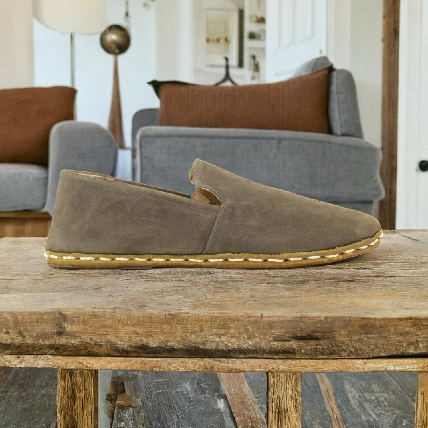 Nubuck Gray Barefoot Loafers Men