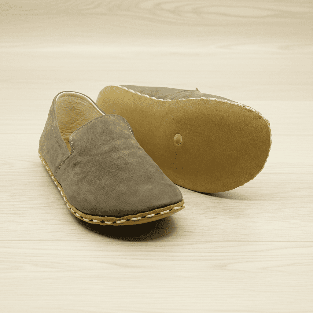 Nubuck Gray Barefoot Loafers Men