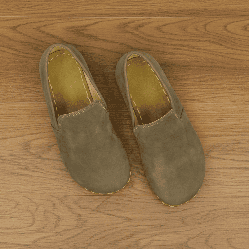 Nubuck Gray Barefoot Loafers Men