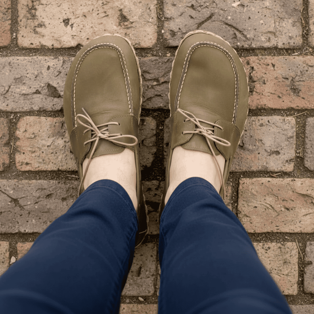 Olive Green Barefoot Boat Shoes Men