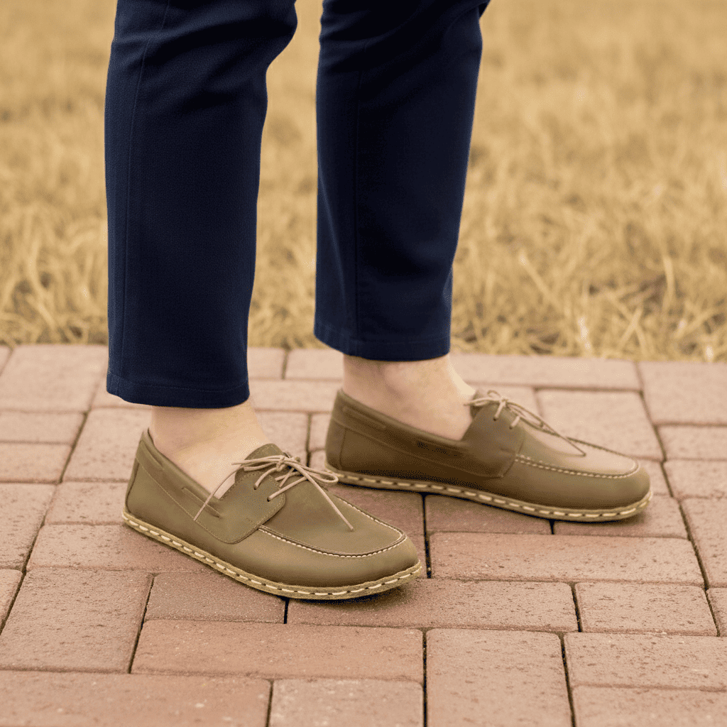 Olive Green Barefoot Boat Shoes Men