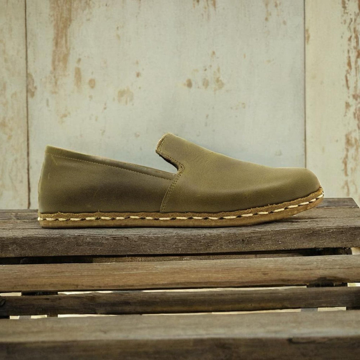 Olive Green Barefoot Loafers Men