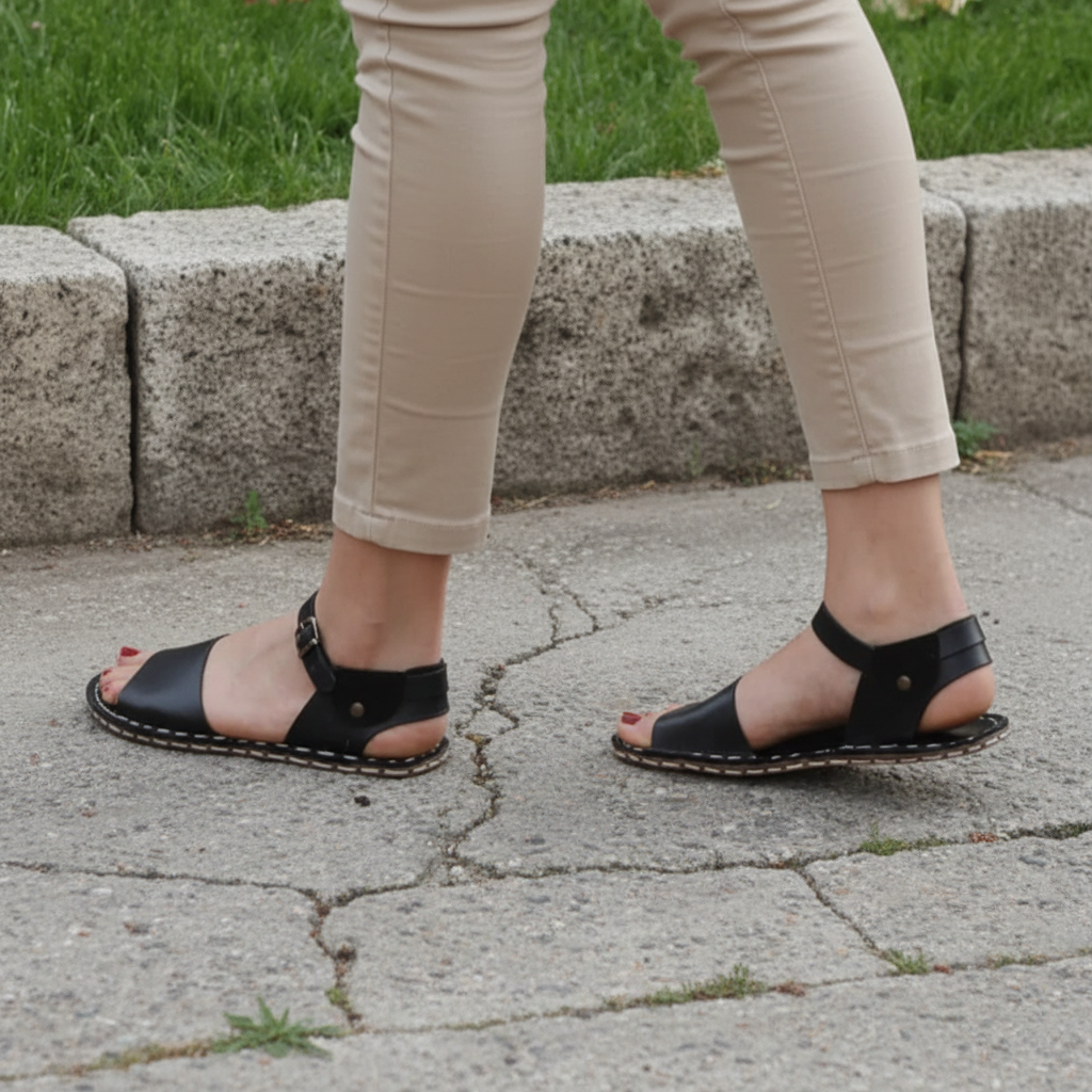 Opened Toe Barefoot Black Sandals Women