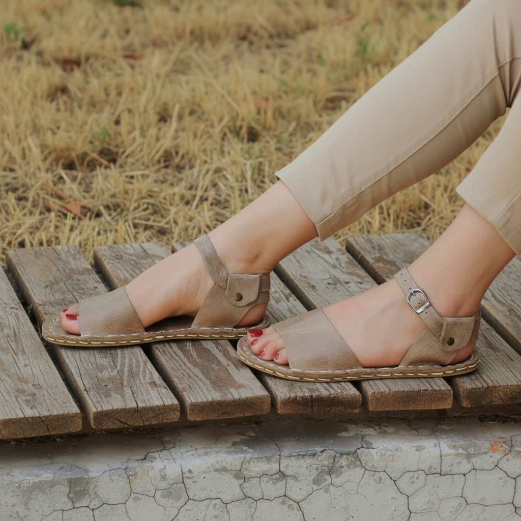 Opened Toe Barefoot Light Brown Sandals Women