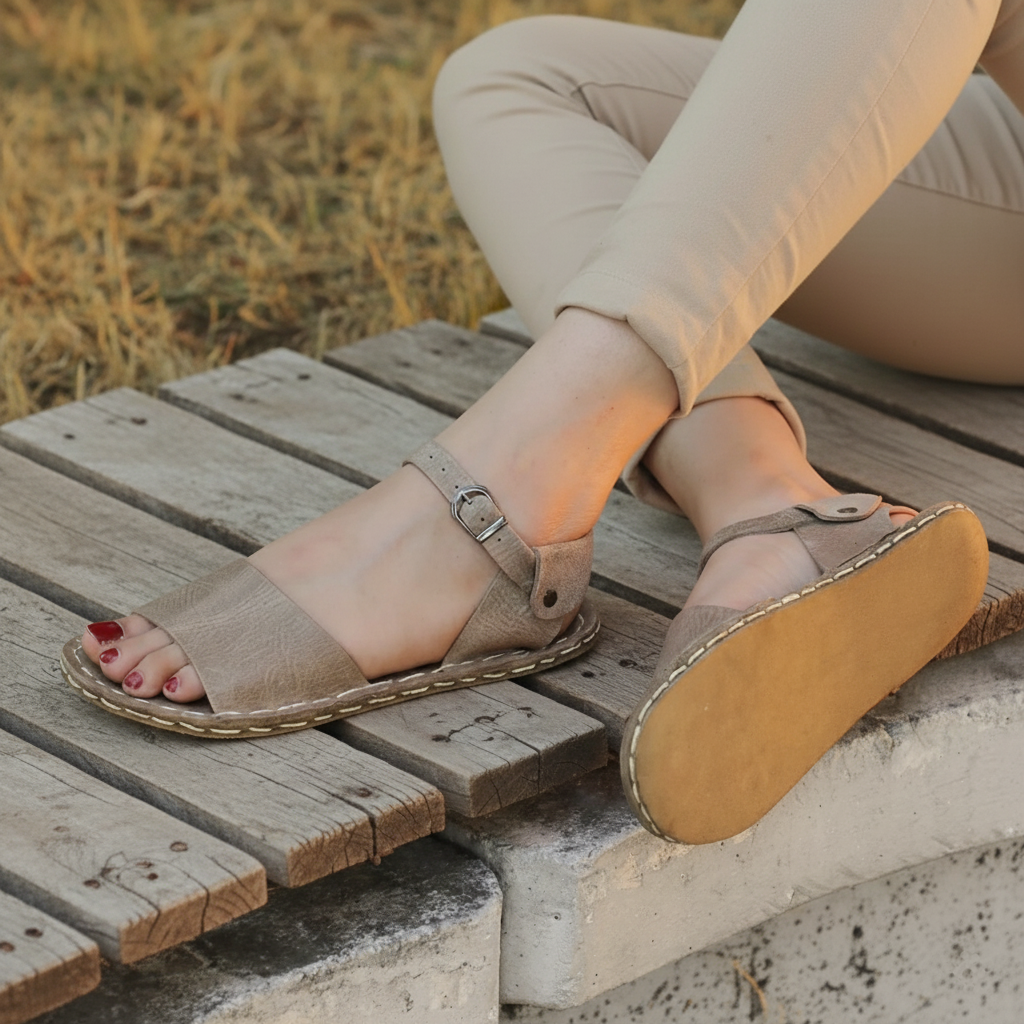 Opened Toe Barefoot Light Brown Sandals Women