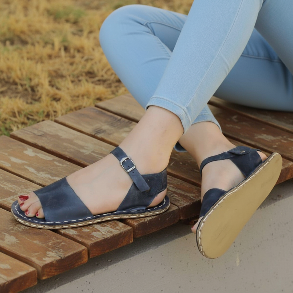Opened Toe Barefoot Navy Blue Sandals Women