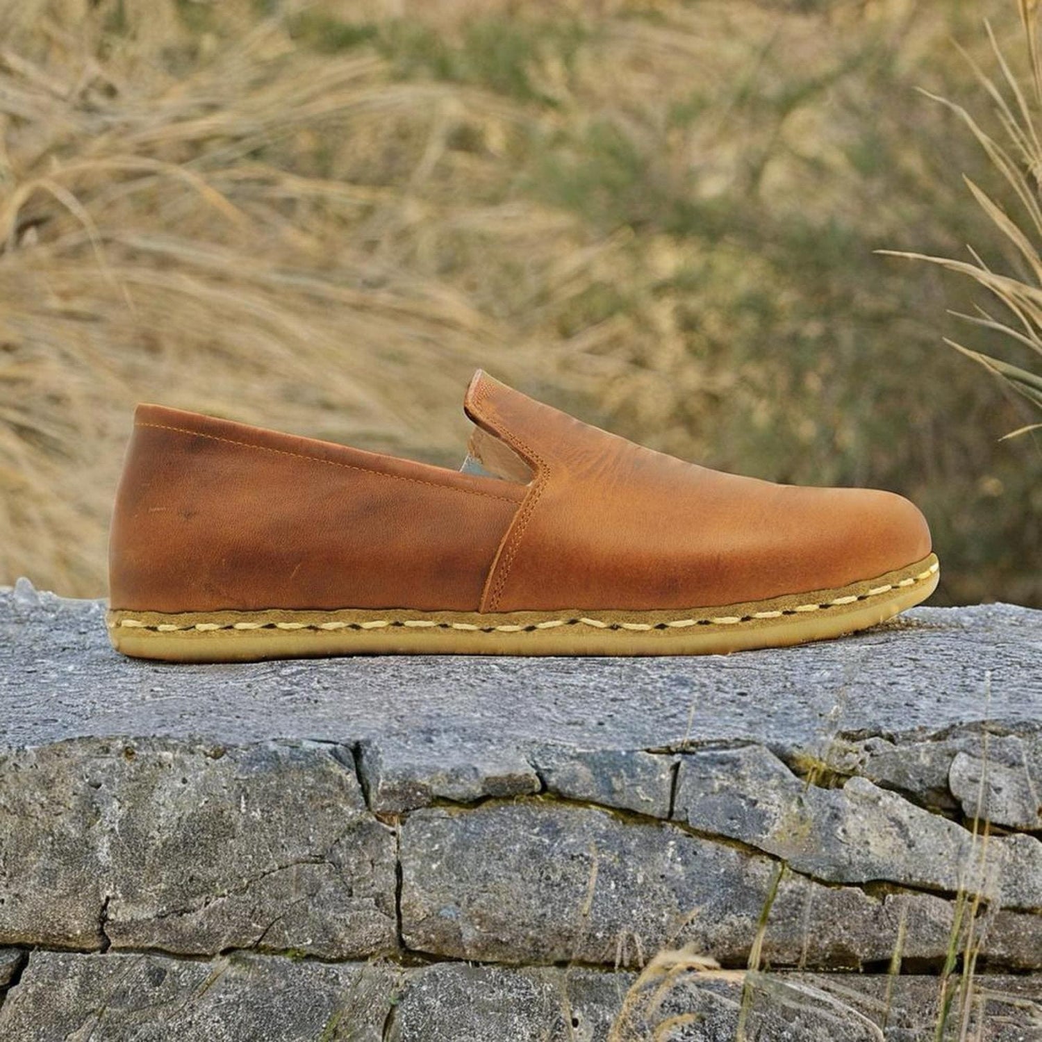 Tan Brown Barefoot Loafers Men